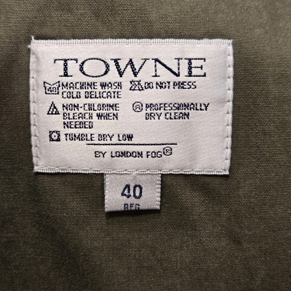 TOWNE by London Fog Olive Green Double-Breasted Clasic Trench Coat Size 40 R - Picture 10 of 12